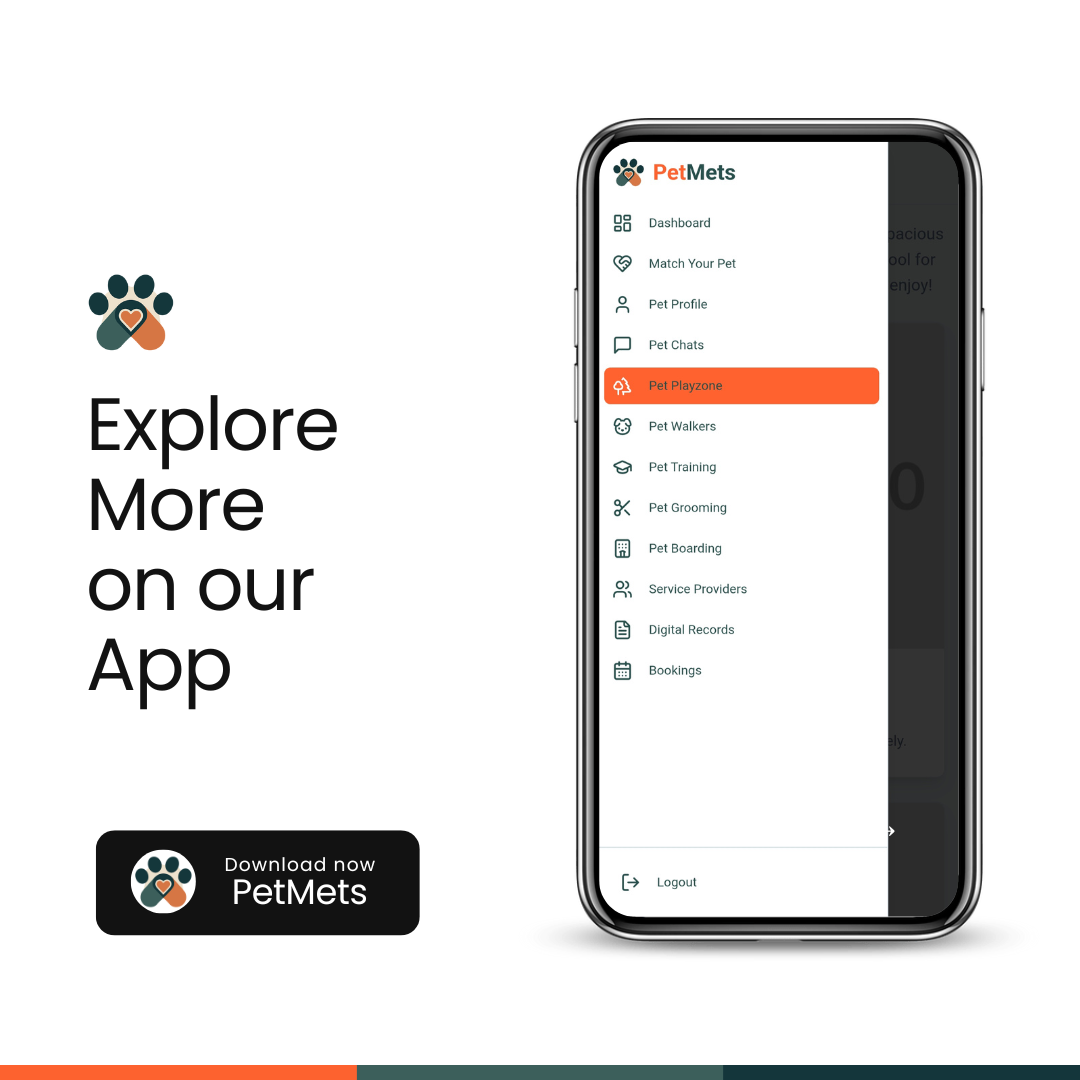 App side menu showing various pet services
